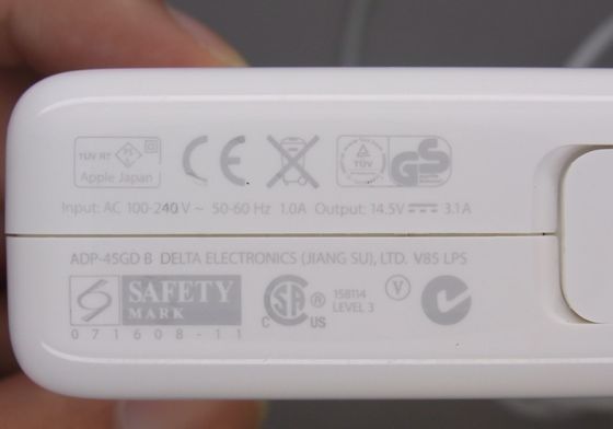 De originele 45W Lader van de Wisselstroomadapter voor laptops MB283LL/A-00 van Apple 14.5v